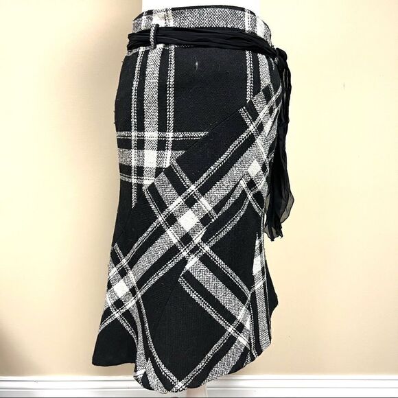 Mango wool blend plaid skirt with sash belt Size 4/6 - Picture 3 of 4